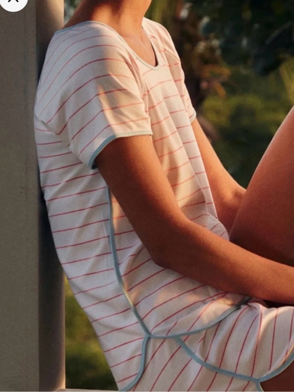 Lake Pima Cotton Short Set Pink Blue Striped Comfort Small